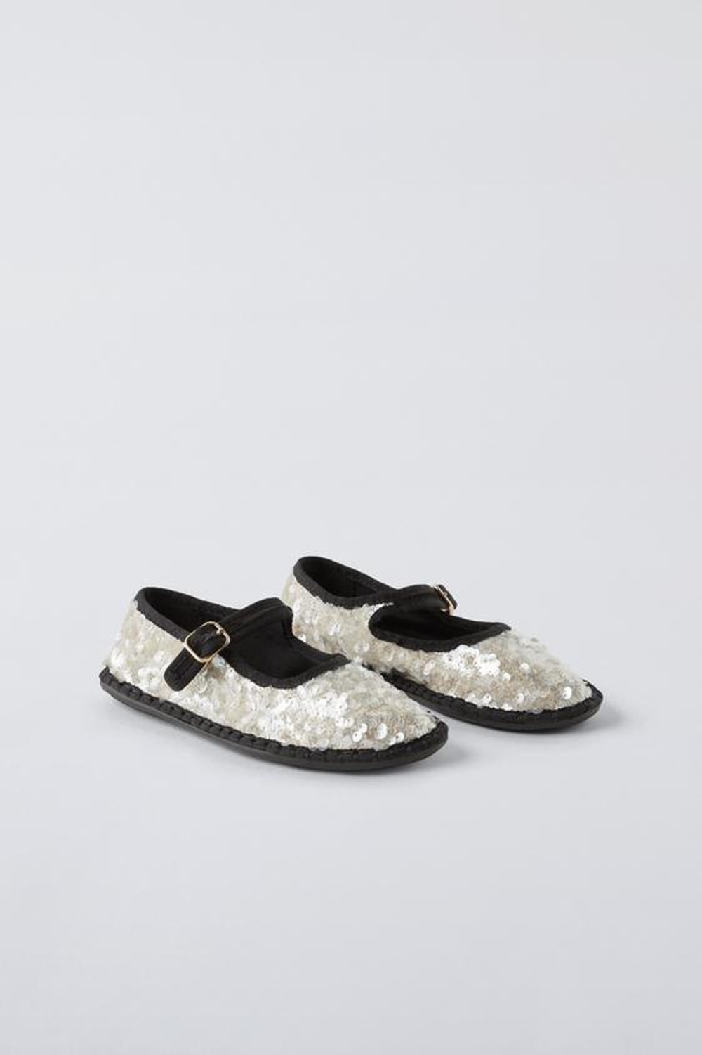 ZARA БАЛЕТКИ С ПАЙЕТКАМИ, БЕЛЫЙ