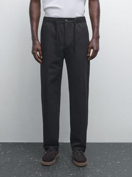 Massimo Dutti Джоггеры из хлопковой смеси, черный