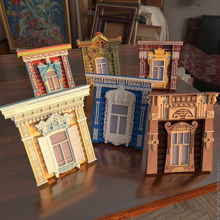 Все семь сборных моделей наличников.