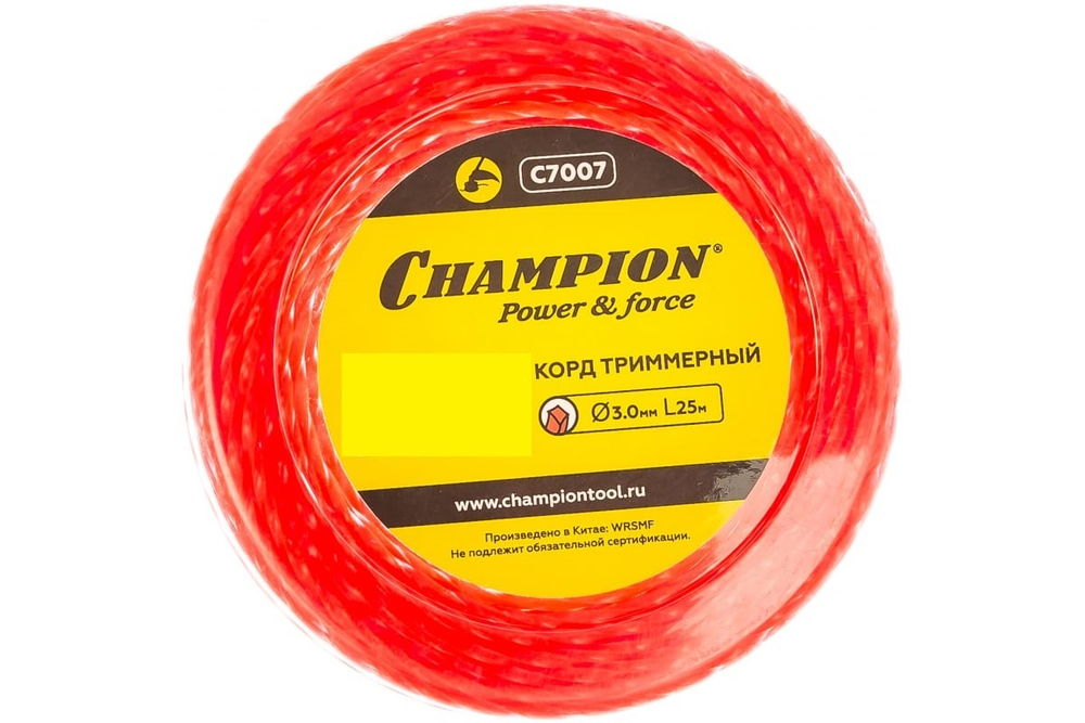 ЗИП Корд триммер (леска) 3,0мм, 25м Champion витой квадрат