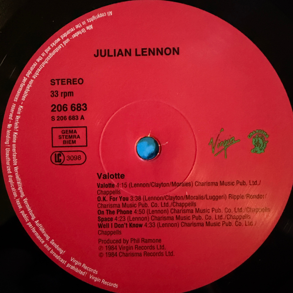 Виниловая пластинка Julian Lennon - Valotte LP