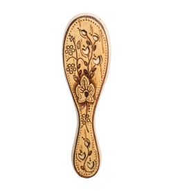 Народные промыслы BST-328/3 Массажная расческа деревянная «Полевые цветы» (береста)