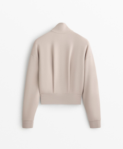 Oysho Толстовка мягкая на ощупь модальная с высоким воротником, бежевый