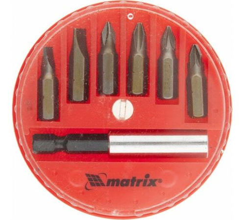 НАБОР БИТ MATRIX МАГНИТ/АДАПТЕР ДЛЯ БИТ СТАЛЬ 45X 7 ПРЕДМ В ПЛАСТ/БОКСЕ 11392