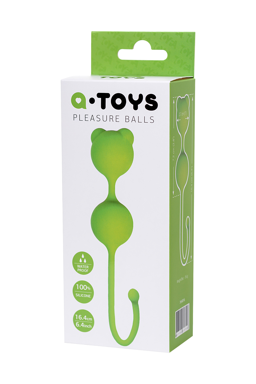 Вагинальные шарики A-Toys by TOYFA Meeko, силикон, зеленый, 16,4 см, Ø 2,7 см