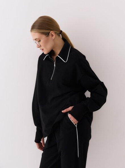 Свитшот с кантом, цвет черный
