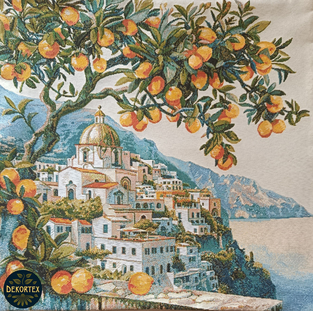 Декоративный гобеленовый чехол для интерьерной подушки Средиземноморье 47х47