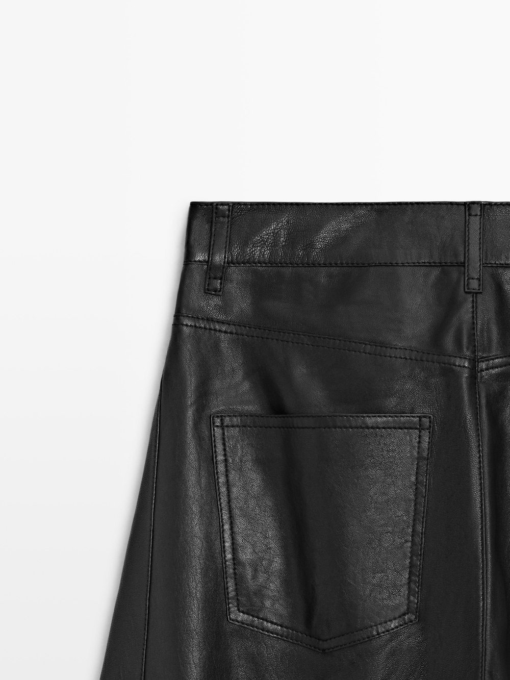 Massimo Dutti Брюки-баллоны из кожи наппа, черный