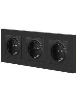 Розетка тройная с заземлением Intro Accent чёрный