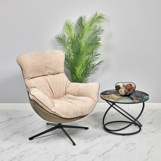 Кресло HUG латте, экокожа, шенилл