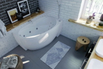 Акриловая ванна Aquatek Бетта 170x97 R BET170-0000011 с гидромассажем с фронтальной панелью с каркасом (разборный) со слив-переливом
