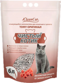 Наполнитель Чистый котик 6л Тофу Оригинал комкующийся
