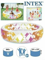 Бассейн надувной Intex 56494 Summer Joy 229х56 см / Круглый трехсекционный бассейн Летняя Радость Интекс для дачи и отдыха