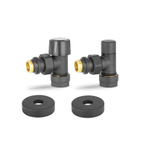 Комплект радиаторных клапанов угловой Varmega VMDV10 черный - 3/4" x 1/2" (НР/НР-американка, PN10, Tmax 110°C, O-ring)