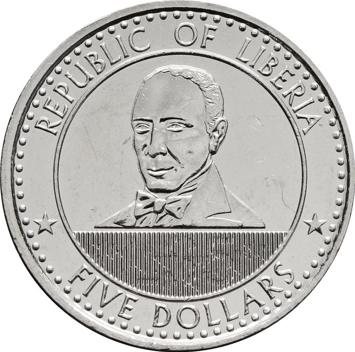 5 долларов 2022 Либерия AU-UNC