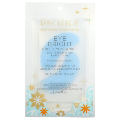 Pacifica, Eye Bright, маска для лица, сыворотка для области вокруг глаз, с витамином C, для всех типов кожи, 2 шт., 7 мл (0,23 жидк. унции)