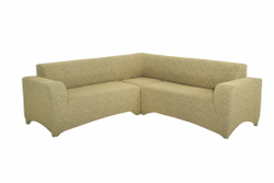 Чехол Жаккард без оборки на угловой диван, цвет Бежевый