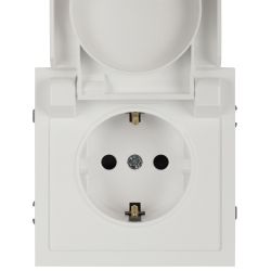 Розетка ЭРА Galaxy 15-2103-01 c заземлением 2P+E Schuko со шторками с крышкой 16А-250В IP20 белый | Эра Galaxy