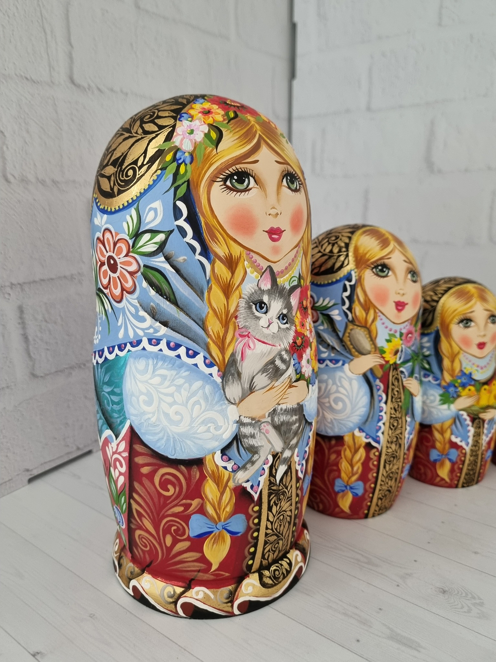 Матрешка с котиком, авторская 7 мест