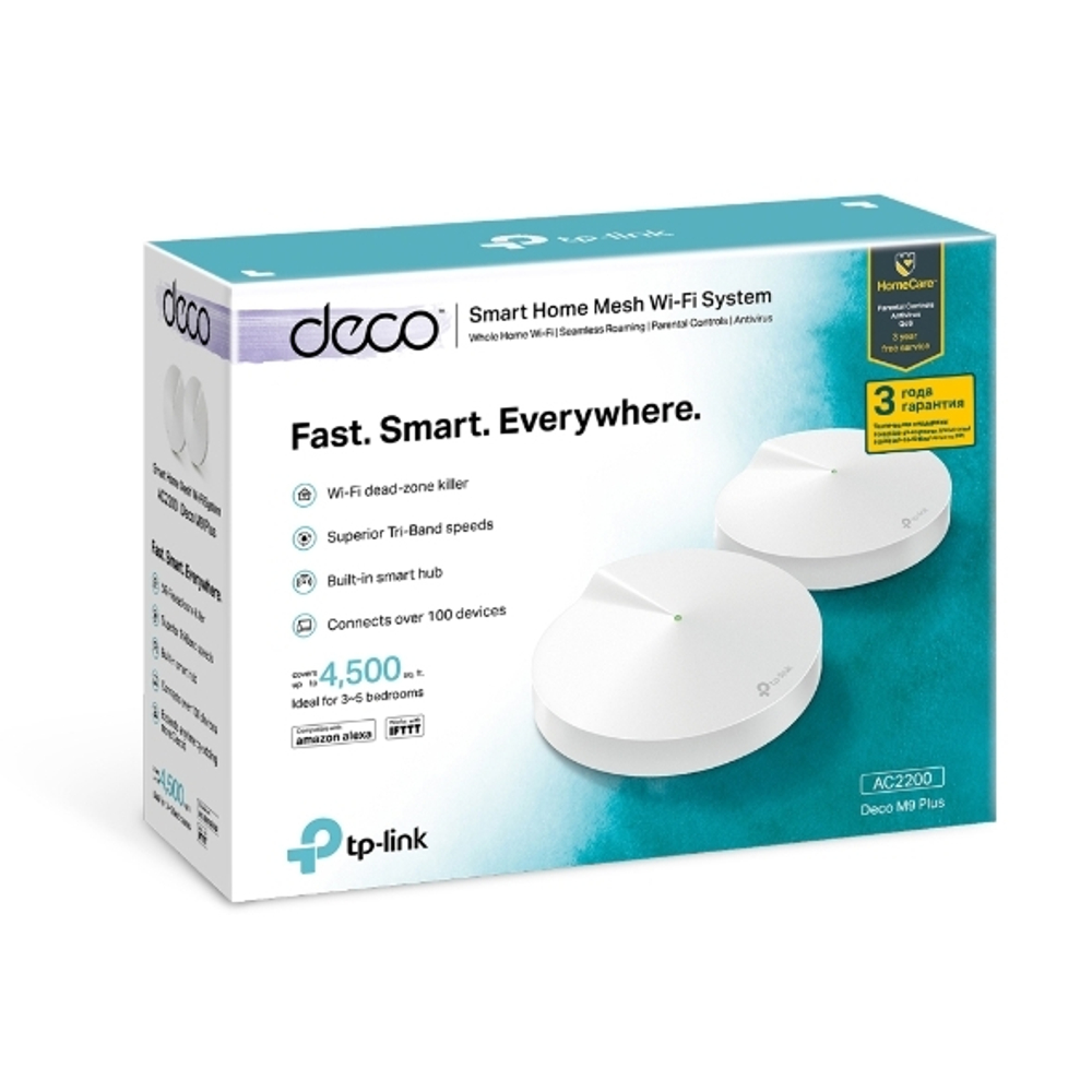 TP-Link Deco M9 Plus (2-Pack) Домашняя Mesh Wi-Fi система AC2200