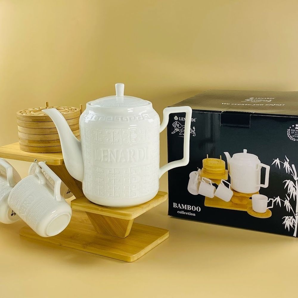 Lenardi 140-144 Чайный набор 13пр. 240мл BAMBOO на подставке в под.уп.(х6)Фарфор