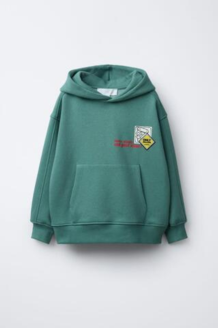 ZARA ТОЛСТОВКА С НАШИВКАМИ SKATE, ЦВЕТ МОРСКОЙ ВОЛНЫ