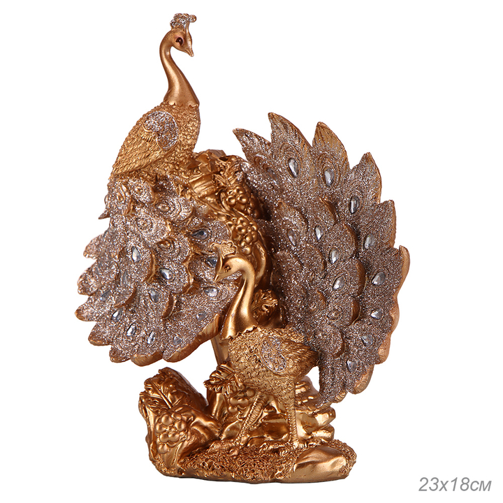 Статуэтка 2 павлина кристалл блестки серебристые цвет золотистый