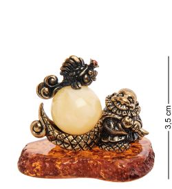 Народные промыслы AM-3187 Фигурка «Старик и золотая рыбка» (латунь, янтарь)
