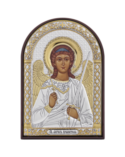 Ангел хранитель, икона арочная, пластик коричневый 80х115