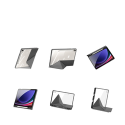 Чехол книжка серого цвета от Dux Ducis для Samsung Galaxy Tab S9, Tab S9 FE и Tab S10 FE, серия Magi Series Case, с держателем Pencil и функцией автоматического перехода в спящий режим