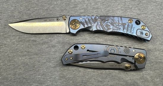 Нож Spartan Blades Harsey Plague Doctor, сталь S45VN, рукоять - голубой титан