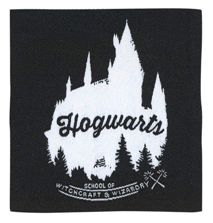 Термоаппликация "Хогвартс белый на черном", 6 x 5,7 см , 1 шт, 100% полиэстер (10013160/300819/03373