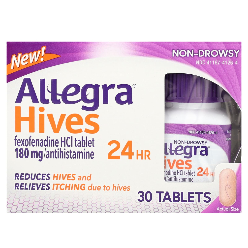 Allegra, Крапивница 24 HR, 180 мг, 30 таблеток