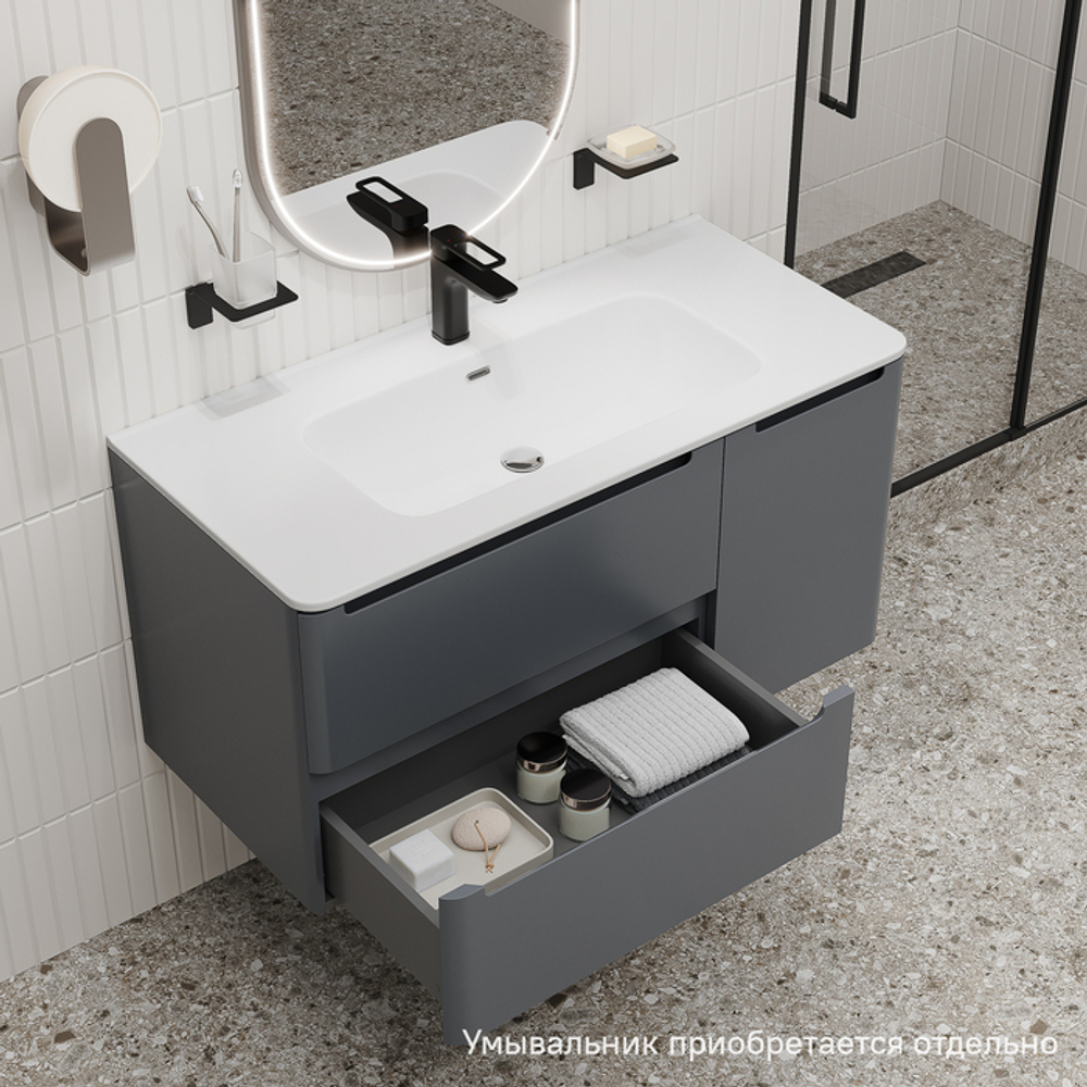 Тумба подвесная IDDIS Edifice, 100 см, темно-серый, EDI10D0i95