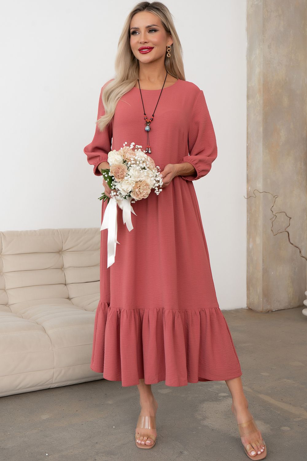 Платье Виолетта (коралл) Р11-1247 Nikol