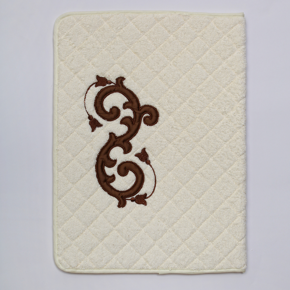 Коврик для ванной 60х90 Old Florence Ricciolo бежевый с коричневой аппликацией