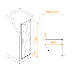 Душевая дверь RGW HO-011 (Прозрачное, 700)