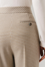 31091 Брюки женские (бежево-оливковый клетка)
