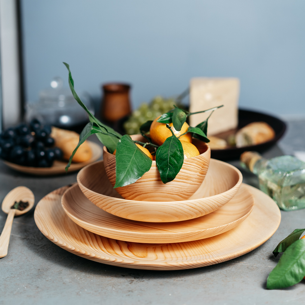 Набор деревянных тарелок блюдо Art of Siberia из древесины Сибирского Кедра TN46