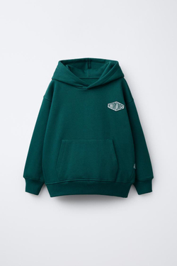 ZARA КОМПЛЕКТ ИЗ ТОЛСТОВКИ И БРЮК-ДЖОГГЕРОВ С НАШИВКОЙ, ЗЕЛЕНЫЙ