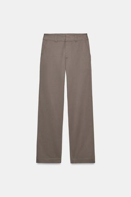 ZARA БРЮКИ BARREL СО СРЕДНЕЙ ПОСАДКОЙ, СЕРО-КОРИЧНЕВЫЙ