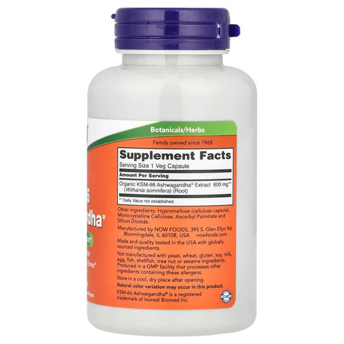 NOW Foods, KSM-66 Ashwagandha®, 600 мг, 90 растительных капсул