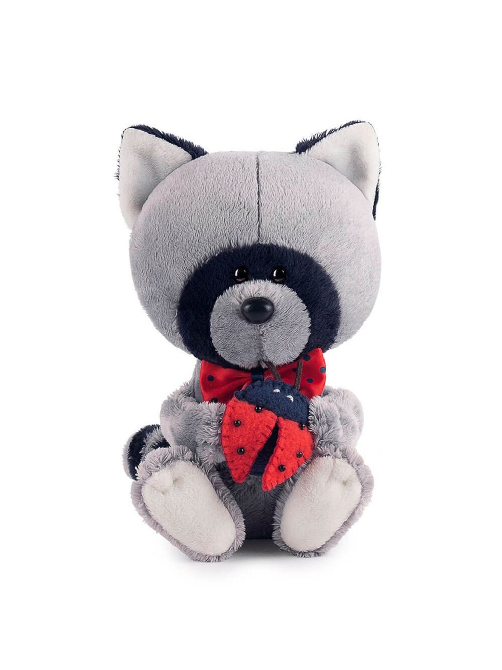 Мягкая игрушка Енот Лёка с божьей коровкой 15см.