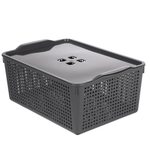 Корзинка Лофт 13л 395х272х168 мм с крышкой белый, серый