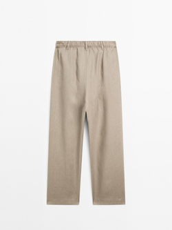 Massimo Dutti Брюки из 100% льна с тремя защипами, дымчатый