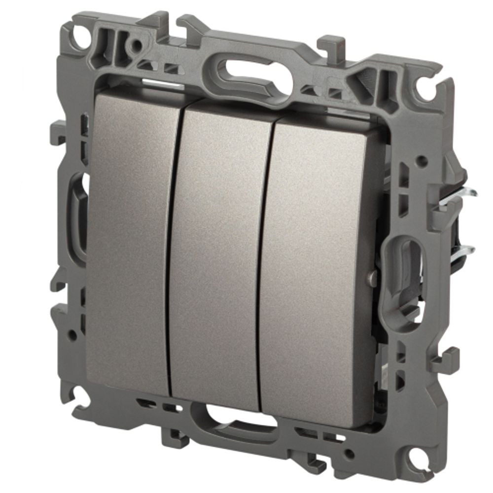 Выключатель ЭРА Серия 12 12-1107-16 тройной, 10АХ-250В, титан | ЭРА 12 Титан