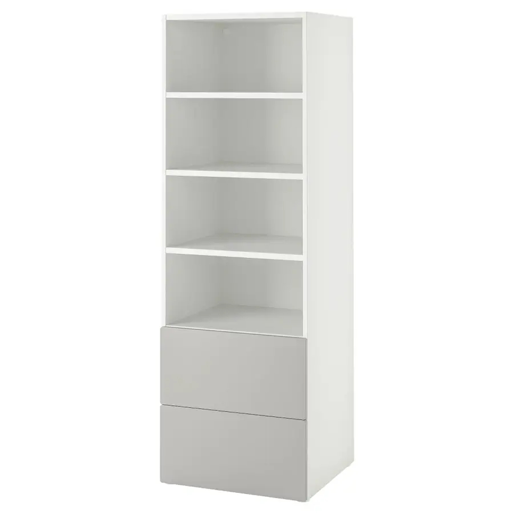 Детский книжный шкаф - PLATSA/SMÅSTAD IKEA/ ПЛАТСА/СМАСТАД ИКЕА, 57х60х181 см, белый/серый