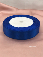 Атласная лента синяя 2 см