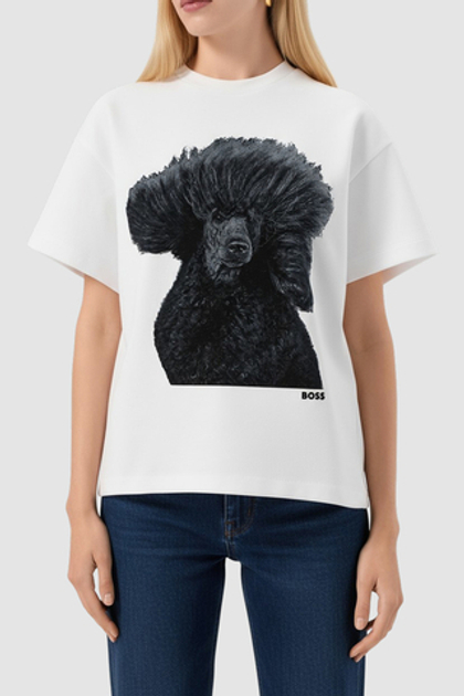 BOSS Футболка из плотного хлопка с принтом