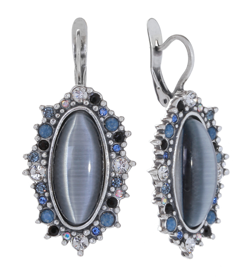 "Aura-X" серьги в серебряном покрытии из коллекции "Aura-X" от Jenavi с английским замком